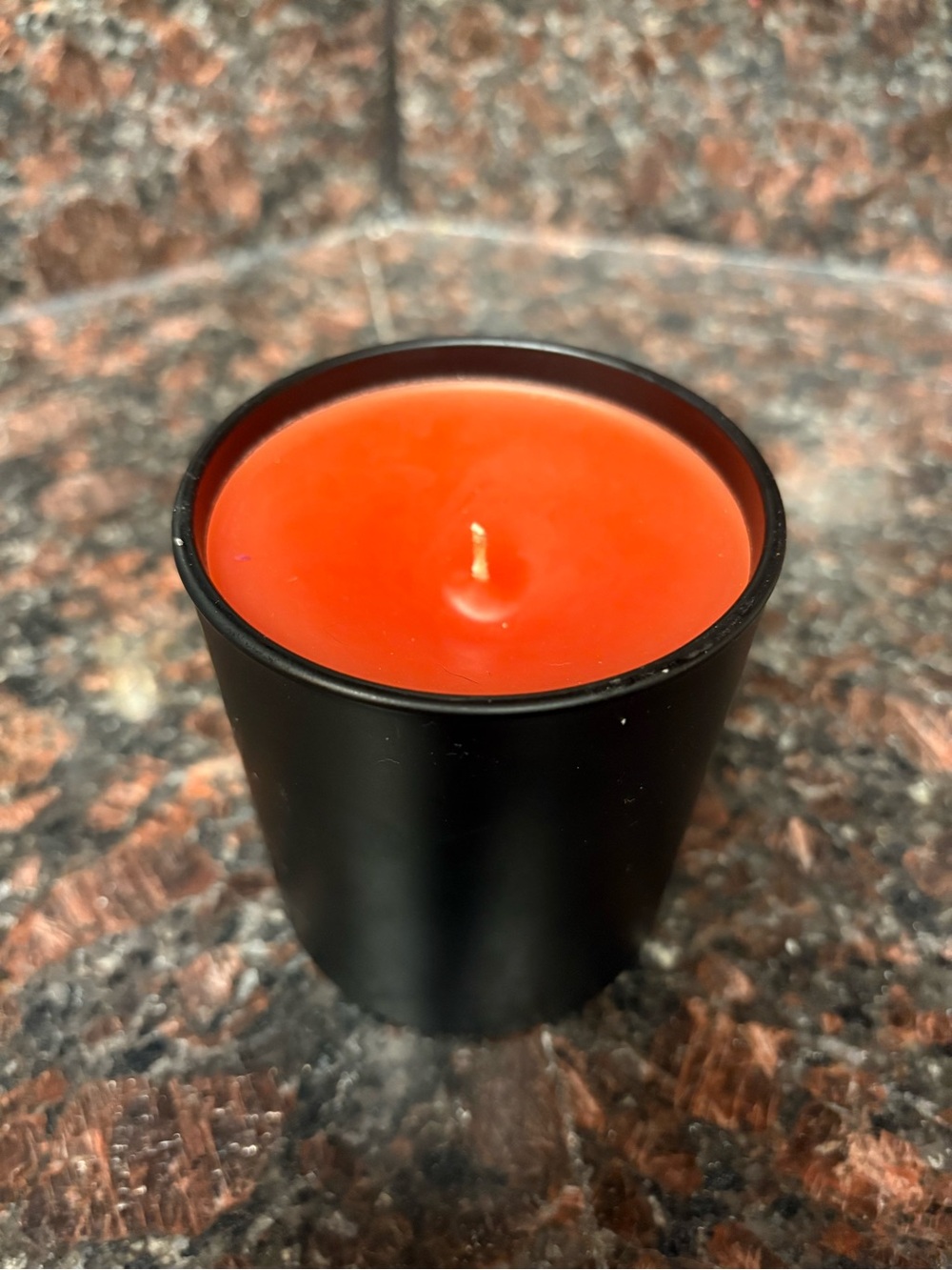 Handmade by me upcycled Black & orange candle, scent is pumpkin spice